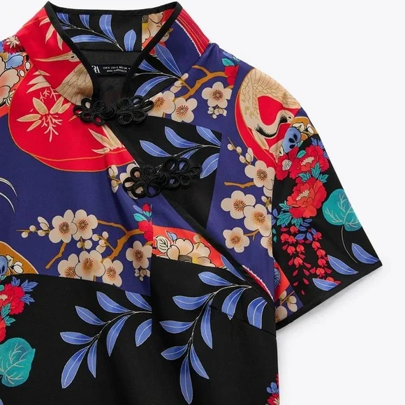 Zara Satin Effect Print Dress - Picture 8 of 9